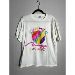 Vtg Mirage Las Vegas Shirt Men's Sz L White 90s 1994 Volleyball Jerzees USA